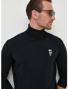 Μάλλινο πουλόβερ Karl Lagerfeld ανδρικά, χρώμα: μαύρο