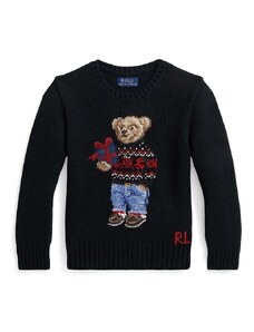 Παιδικό βαμβακερό πουλόβερ Polo Ralph Lauren χρώμα: μαύρο