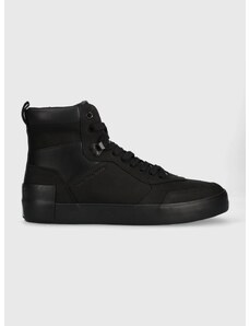 Σουέτ αθλητικά παπούτσια Calvin Klein Jeans VULCANIZED LACEUP MID LTH χρώμα: μαύρο, YM0YM00851