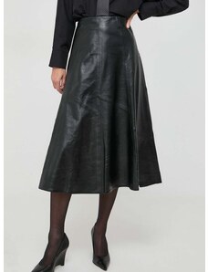 Δερμάτινη φούστα Ivy Oak χρώμα: μαύρο