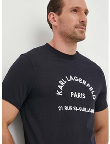 Βαμβακερό μπλουζάκι Karl Lagerfeld ανδρικά, χρώμα: ναυτικό μπλε