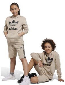 Παιδική μπλούζα adidas Originals TREFOIL χρώμα: μπεζ, με κουκούλα
