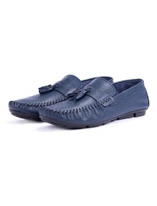 Ducavelli Noble Genuine Leather Men's Casual Shoes, Roque Loafers Navy Blue.