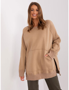 Fashionhunters Dark beige insulated sweatshirt with slits