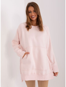 Fashionhunters Light pink women's sweatshirt with slits