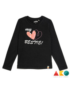 Ako Μακό Μπλούζα σε Μαύρη Απόχρωση με Σχέδιο Ροζ Καρδιές για Κορίτσι 3255201-09