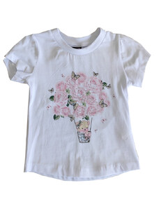 Restart Κοντομάνικη Μπλούζα για Κορίτσι σε Άσπρο Χρώμα με Σχέδιο Τριαντάφυλλα 23-0420