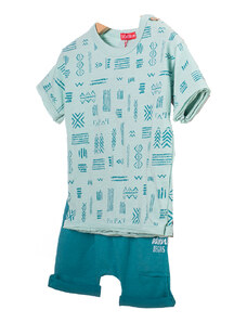 Domer Σετ για Αγόρι σε Βεραμάν Απόχρωση με Κοντομάνικη Μπλούζα και Σορτς 4111