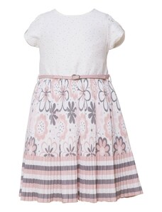 Restart Αμάνικο Φόρεμα για Κορίτσι σε Άσπρο-Γκρι-Ροζ με Σχέδια Λουλούδια και Αποσπώμενη Ζώνη 23-4549