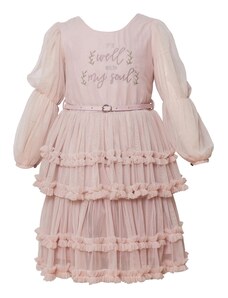 Restart Φόρεμα για Κορίτσι σε Ροζ Χρώμα με Τούλι και Ροζ Αποσπώμενη Ζώνη 23-4591
