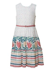 Restart Αμάνικο Φόρεμα για Κορίτσι Άσπρο-Πράσινο-Μπλε με Αποσπώμενη Ζώνη 23-4516