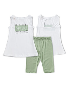 Reflex Σετ για Κορίτσι Αμάνικη Άσπρη Μπλούζα και Πράσινο Κοντό Κολάν 74321