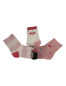 Oem Ψηλές Κάλτσες για Κορίτσι 3τμχ Ροζ-Άσπρο-Ριγέ 322