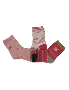 Oem Ψηλές Κάλτσες για Κορίτσι 3τμχ Ροζ-Άσπρο-Φουξ 322