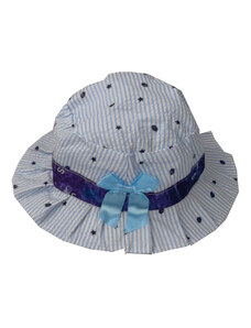 Nancydimo Καπέλο για Κορίτσια Γαλάζιο Ριγέ με Φιόγκο 141-0415
