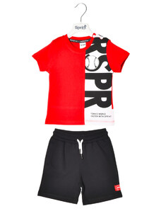 Sprint Σετ για Αγόρι με Μαύρο Σορτς και Κόκκινη Κοντομάνικη Μπλούζα 222-1015