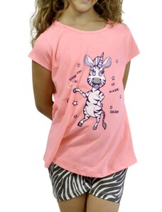 Baby Galaxy Καλοκαιρινές Πιτζάμες για Κορίτσι σε Ροζ Χρώμα με Σχέδιο Ζέβρα 55-22