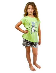 Galaxy Καλοκαιρινές Πιτζάμες για Κορίτσι σε Πράσινο Χρώμα με Σχέδιο Ζέβρα 307-22