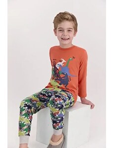 Rolypoly Πιτζάμες για Αγόρι Πορτοκαλί Μπλούζα Πολύχρωμο Παντελόνι RP2515-2