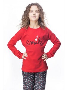 Galaxy Πιτζάμες για Κορίτσια Κόκκινη Μπλούζα και Μαύρο Παντελόνι Smile 116-22