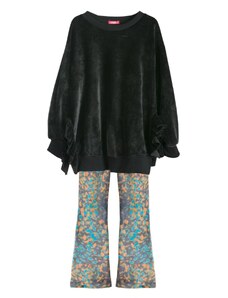 Domer Σύνολο Βελούδινο για Κορίτσι Μαύρη Μπλούζα με Πολύχρωμο Παντελόνι 4063