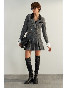 Trendyol Gray Premium Quality Pleated Mini Woven Skirt