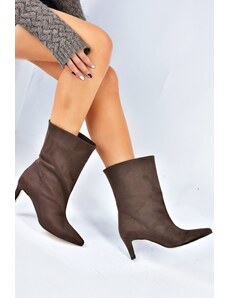 Fox Shoes Women's Brown Suede Short Heeled Boots