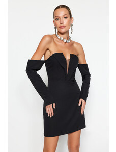 Trendyol Μαύρο Κομψό Εφαρμοστό Βραδινό Φόρεμα