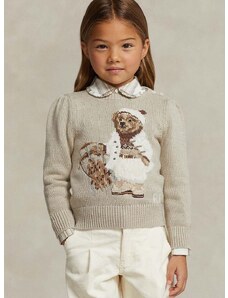 Παιδικό βαμβακερό πουλόβερ Polo Ralph Lauren χρώμα: μπεζ