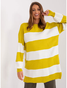 Fashionhunters Olive-ecru oversize women's sweater