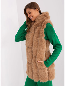Fashionhunters Camel fur vest with lining