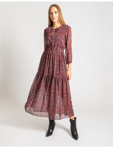 INSHOES Maxi φόρεμα με λάστιχο τη μέση και βολάν Κόκκινο
