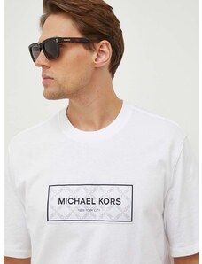 Βαμβακερό μπλουζάκι Michael Kors ανδρικά, χρώμα: άσπρο