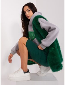 Fashionhunters Women's fur vest in dark green color