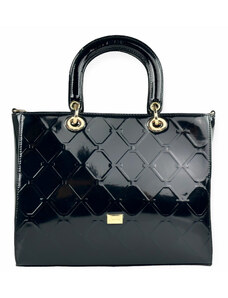 Fragola Τετράγωνη τσάντα με λουστρίνι λεπτομέρειες H1005 Black shiny rombe