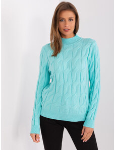 Fashionhunters Mint cable knit sweater with cuffs