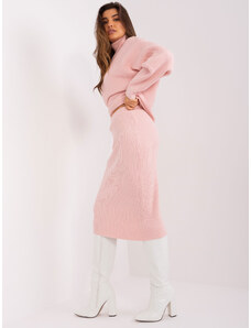 Fashionhunters Light pink ribbed knit skirt