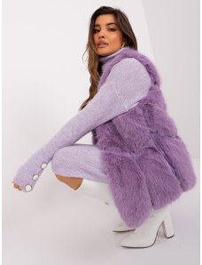 Fashionhunters Light purple fur vest with pockets