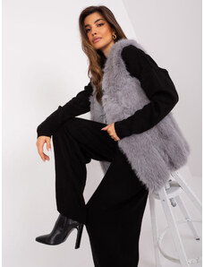 Fashionhunters Grey women's fur vest