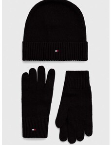 Σκούφος και γάντια Tommy Hilfiger χρώμα: μαύρο