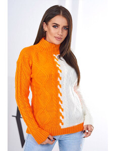 Kesi Δίχρωμο πουλόβερ πορτοκαλί+εκρού