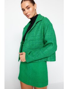 Trendyol Μοντέρνο πράσινο τουίντ μπουφάν παλτό