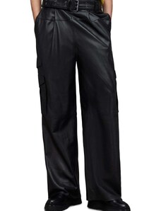 Δερμάτινο παντελόνι AllSaints Harlyn χρώμα: μαύρο