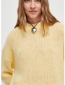 Μάλλινο πουλόβερ HUGO γυναικεία, χρώμα: μπεζ