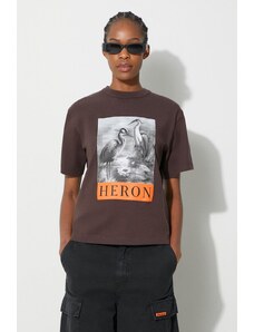 Βαμβακερό μπλουζάκι Heron Preston Heron Bw Ss Tee γυναικείο, χρώμα: καφέ, HWAA032F23JER0026010 F3HWAA032F23JER0026010
