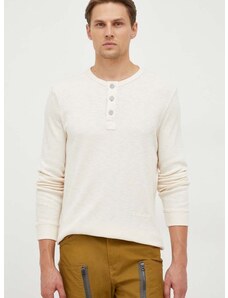 Βαμβακερή μπλούζα με μακριά μανίκια G-Star Raw χρώμα: μπεζ