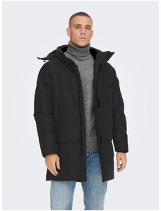 Men's Black Quilted Winter Coat ONLY & SONS Carl - Men