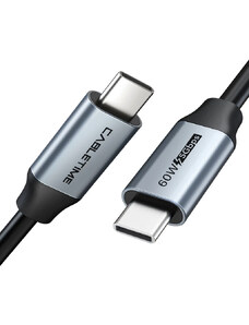 CABLETIME καλώδιο USB-C CMCM60, 60W PD, 5Gbps, 4K, 1m, μαύρο