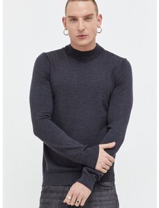 Μάλλινο πουλόβερ HUGO ανδρικά, χρώμα: γκρι