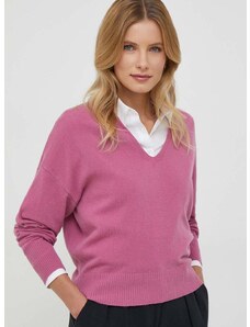 Μάλλινο πουλόβερ Sisley γυναικεία, χρώμα: ροζ